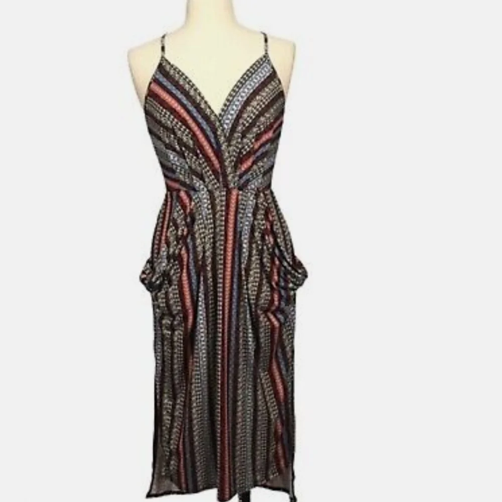 BCBGeneration Striped Draped Splice Dress with Pockets - Picture 3 of 6